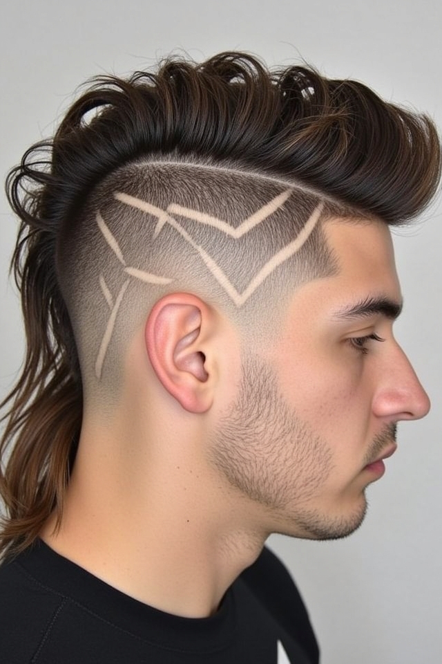 mullet with shaved patterns