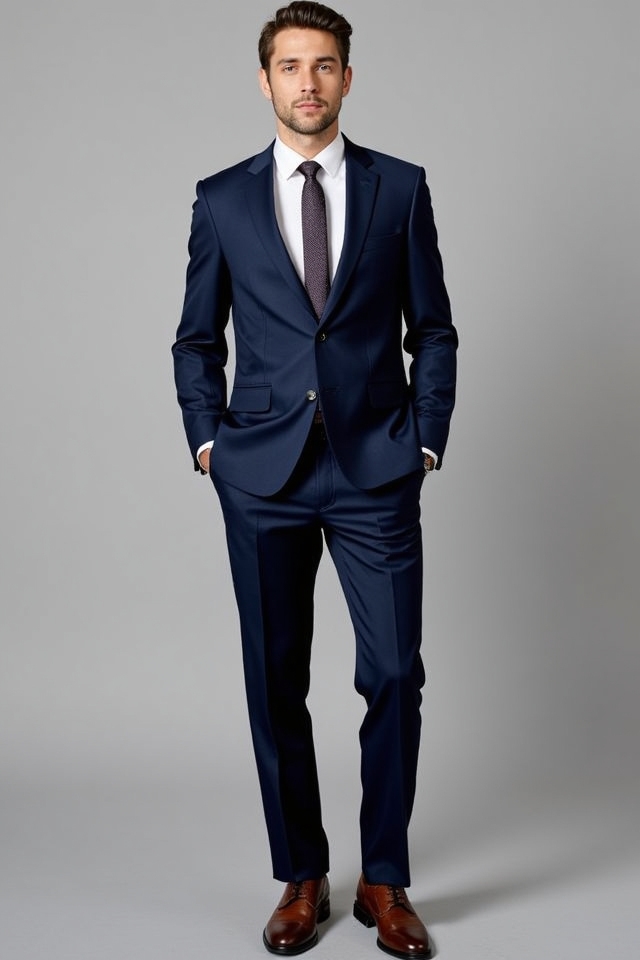 navy suit textured tie