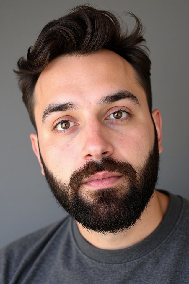 neatly trimmed boxed beard