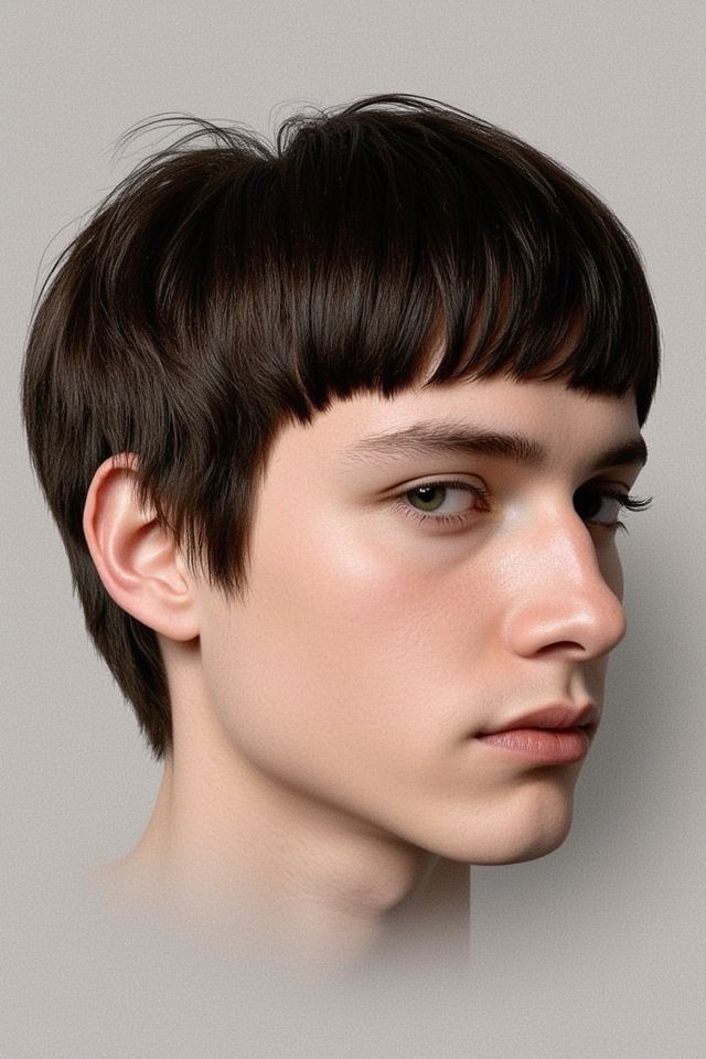 nostalgic edgy bowl haircut