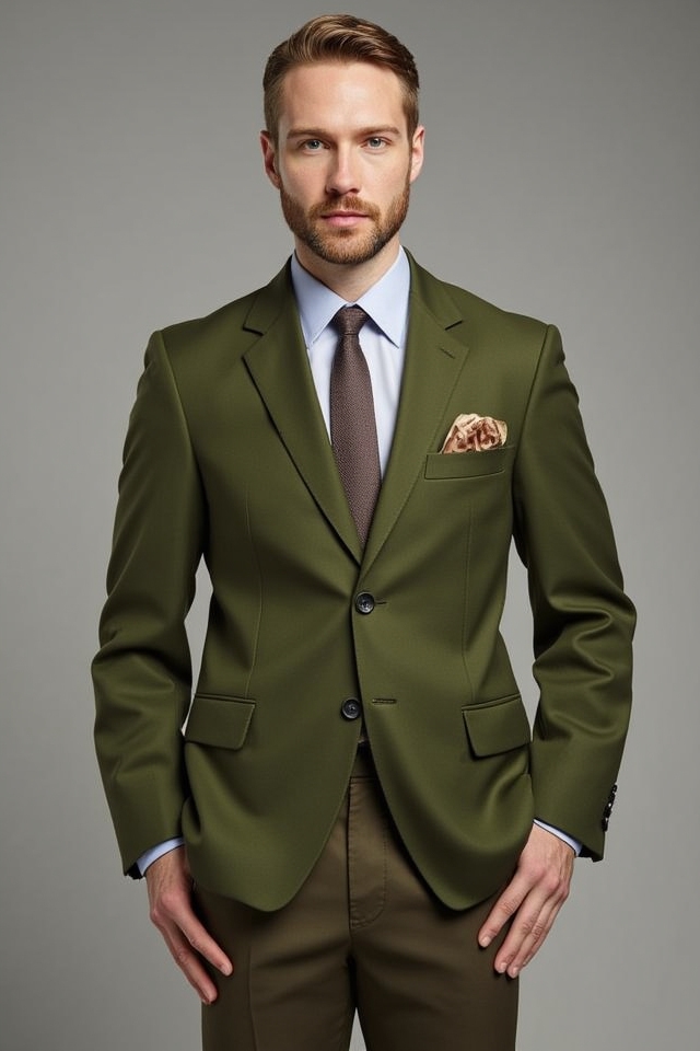 olive green blazer ensemble