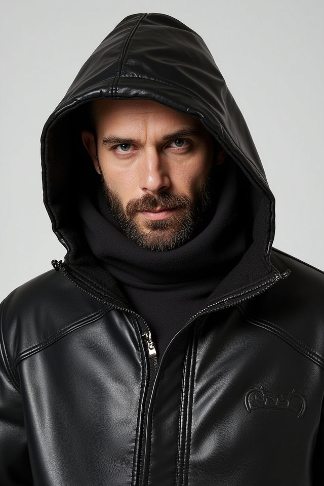 oversized hoodie with leather