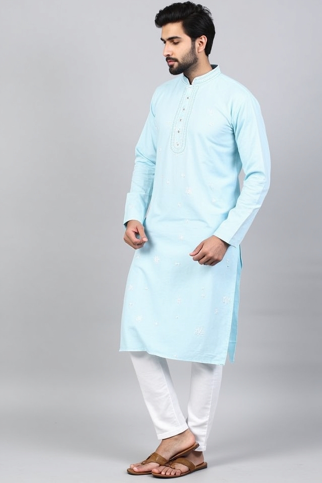 pastel blue subtle kurta