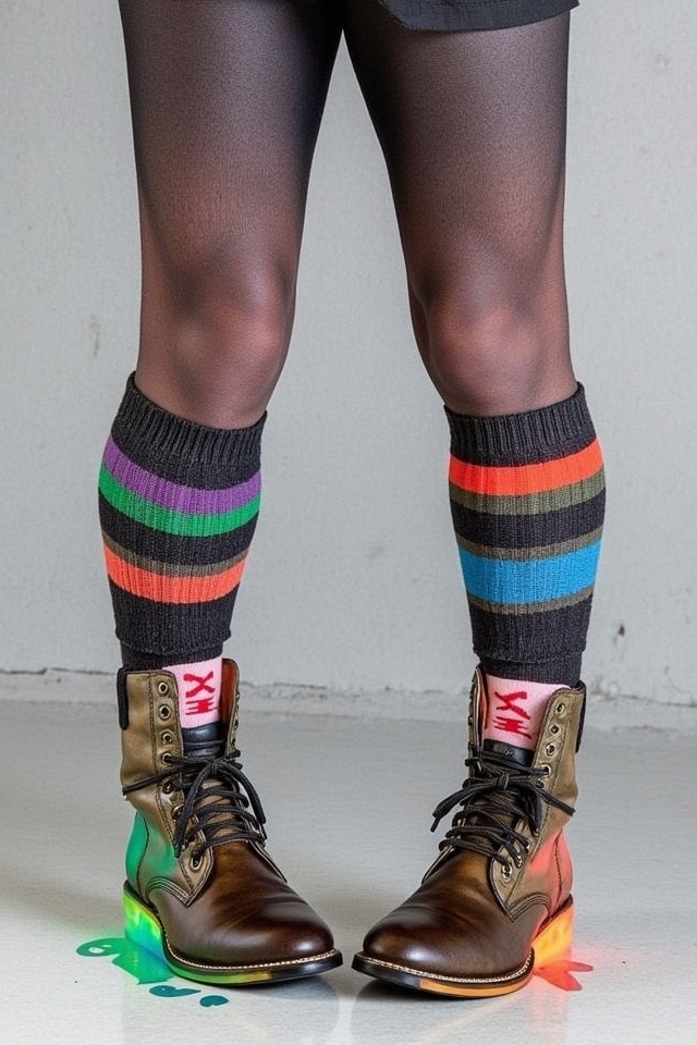 patterned socks and boots