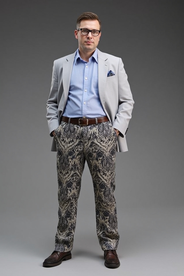 patterned trousers solid blazer