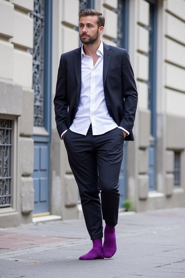 playful violet socks accent