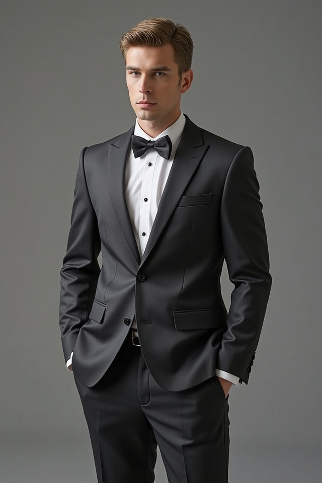 polished charcoal grey tuxedo