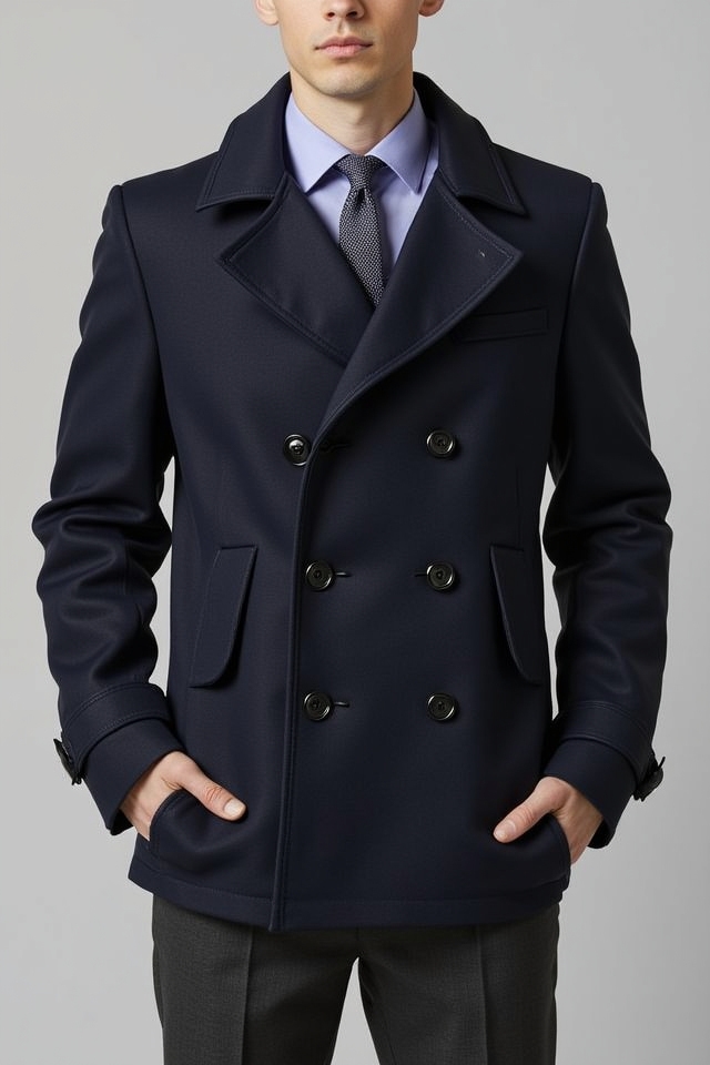 polished peacoat and slacks
