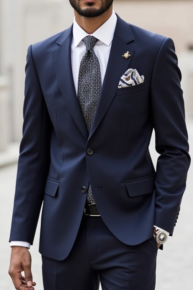 polished suit statement accessories