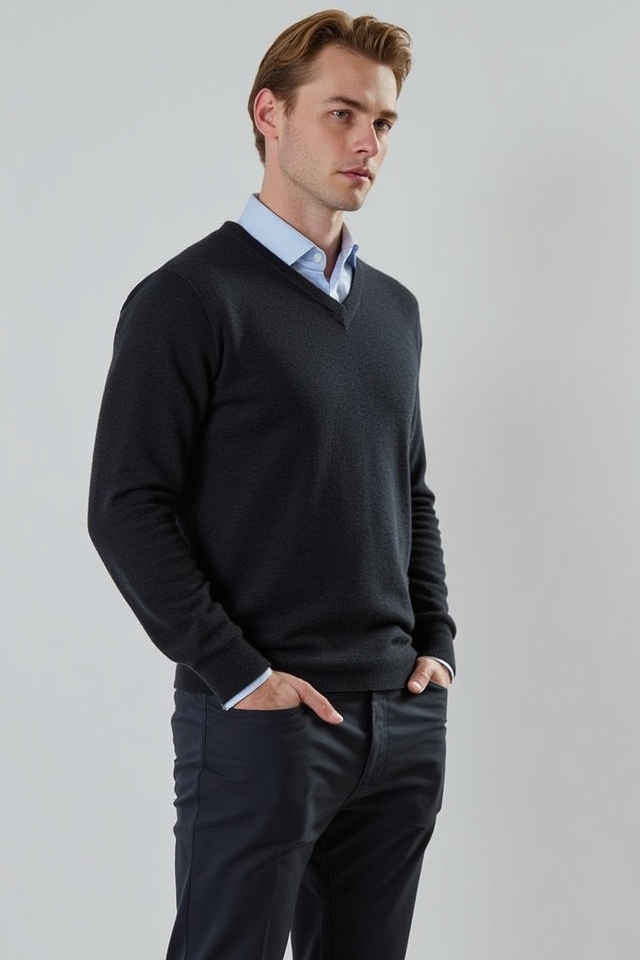 polished sweater and slacks