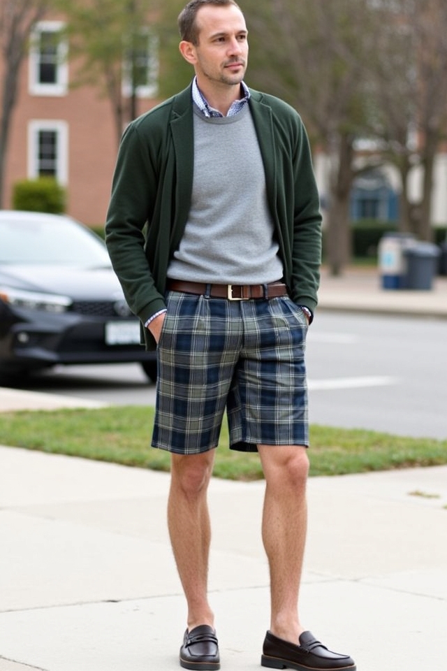 preppy plaid shorts ensemble