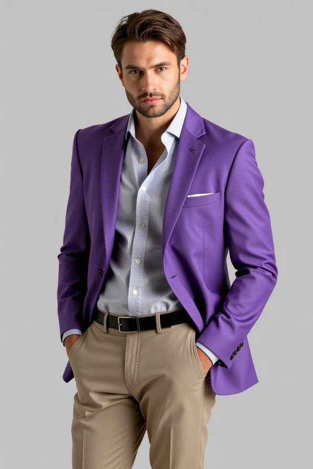 purple blazer with neutrals