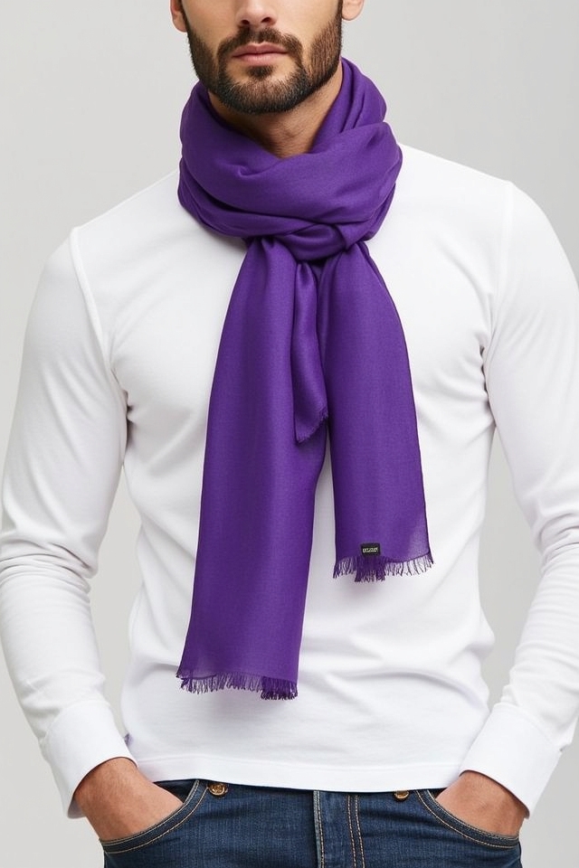 purple scarf elevates basics