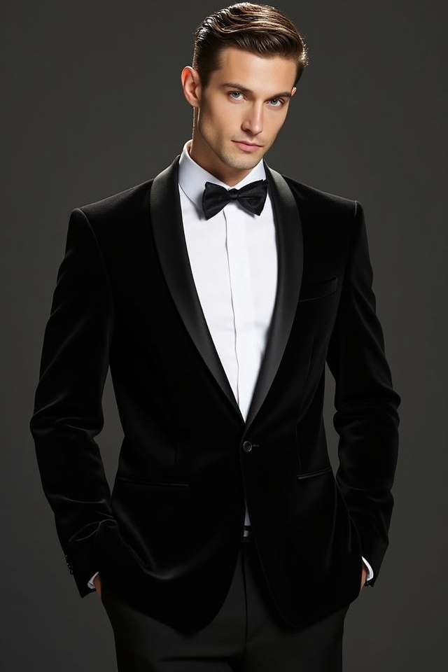 refined black velvet tuxedo