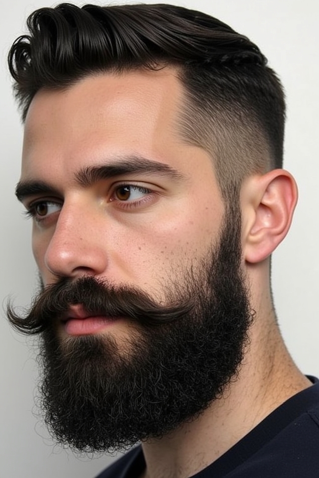 refined trimmed mustache goatee