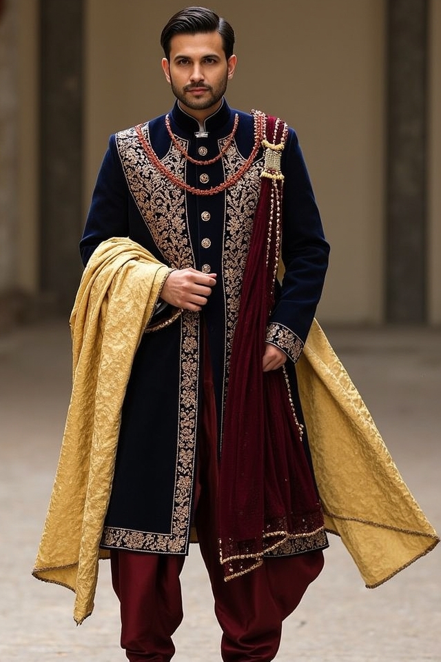 regal embroidered achkan ensemble