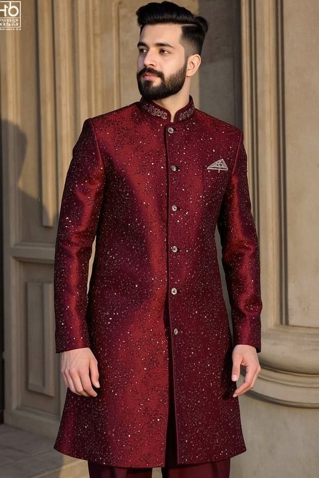 regal maroon embellished kurta