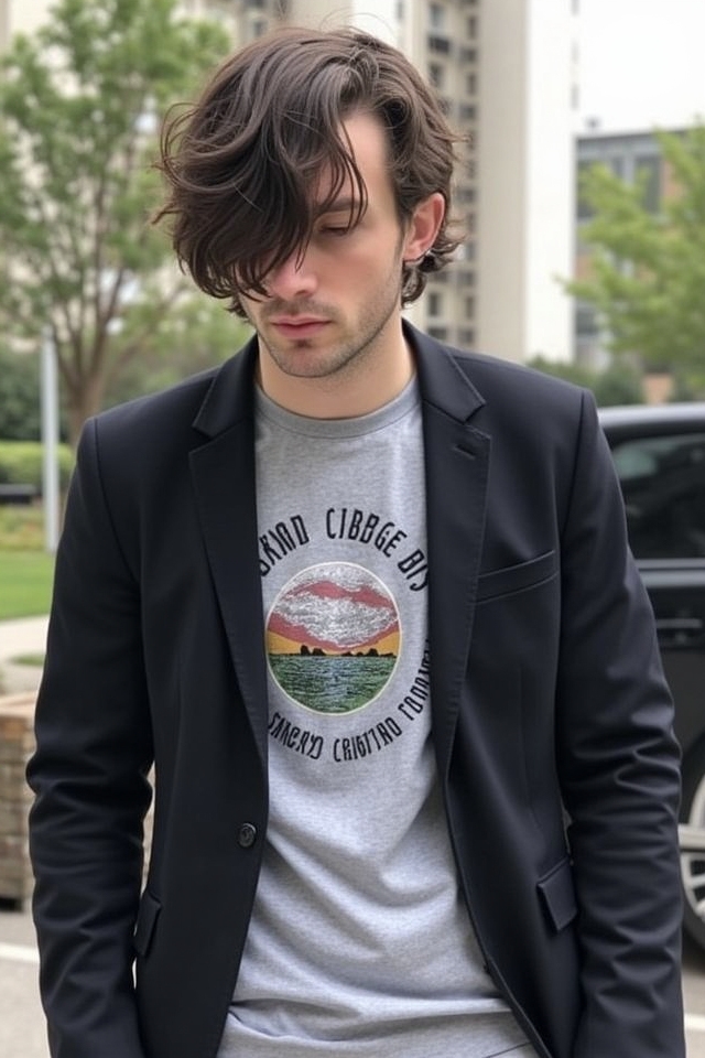 relaxed graphic tee blazer