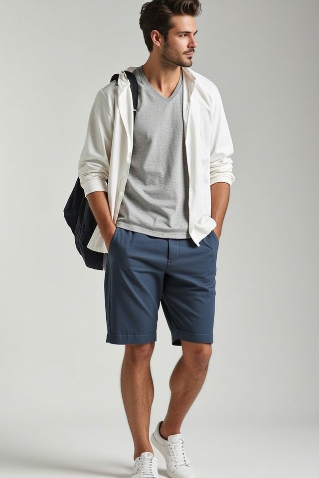relaxed tee tailored shorts
