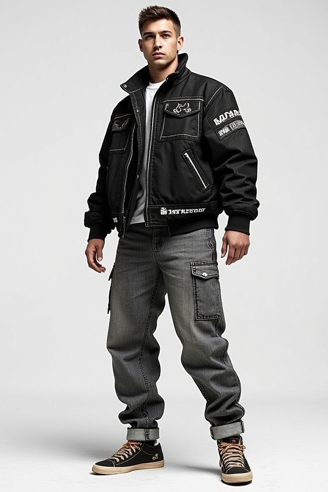retro sneakers punk jacket