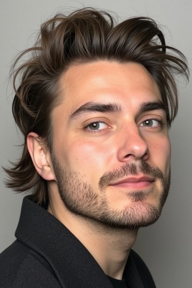 retro wavy mullet flair