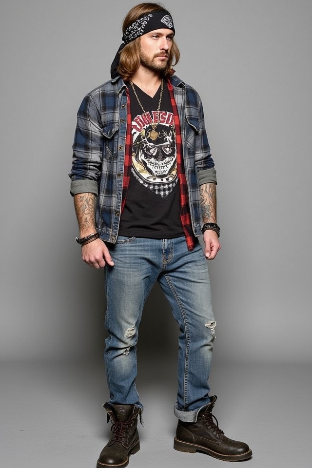 rock inspired bandana layers