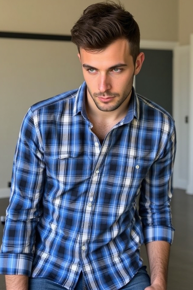 rugged blue plaid charm