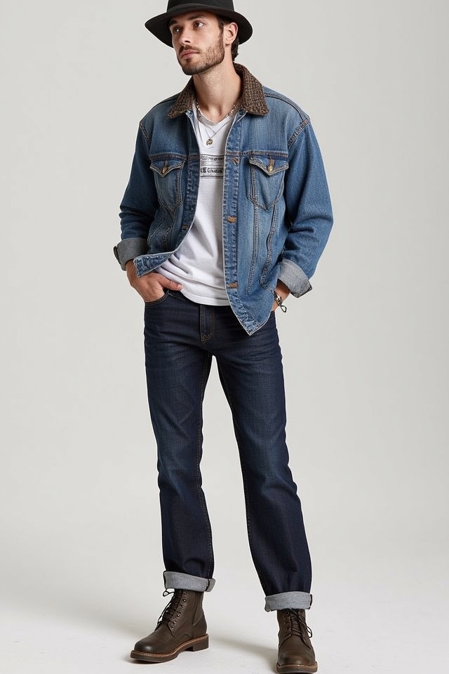 rugged boots casual denim