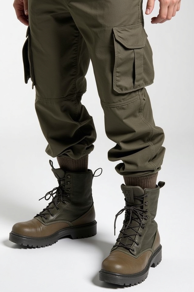 rugged boots earthy cargo