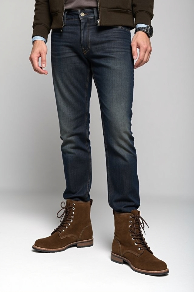 rugged boots slim jeans
