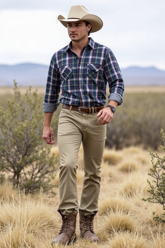 rugged cowboy shirt chinos
