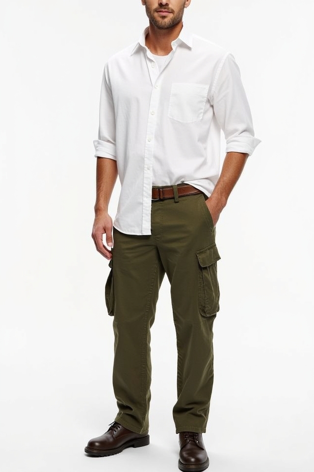 rugged white cargo ensemble