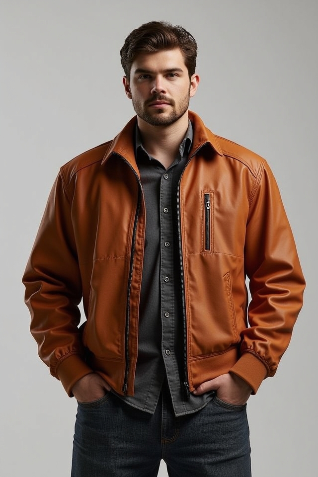 rust jacket dark denim