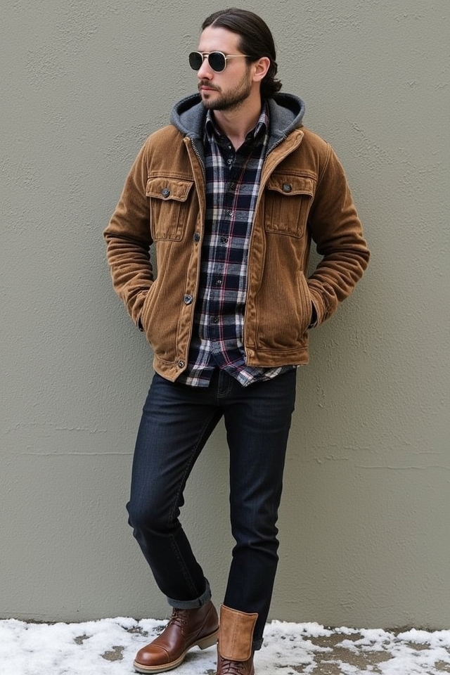 rustic corduroy wool jacket