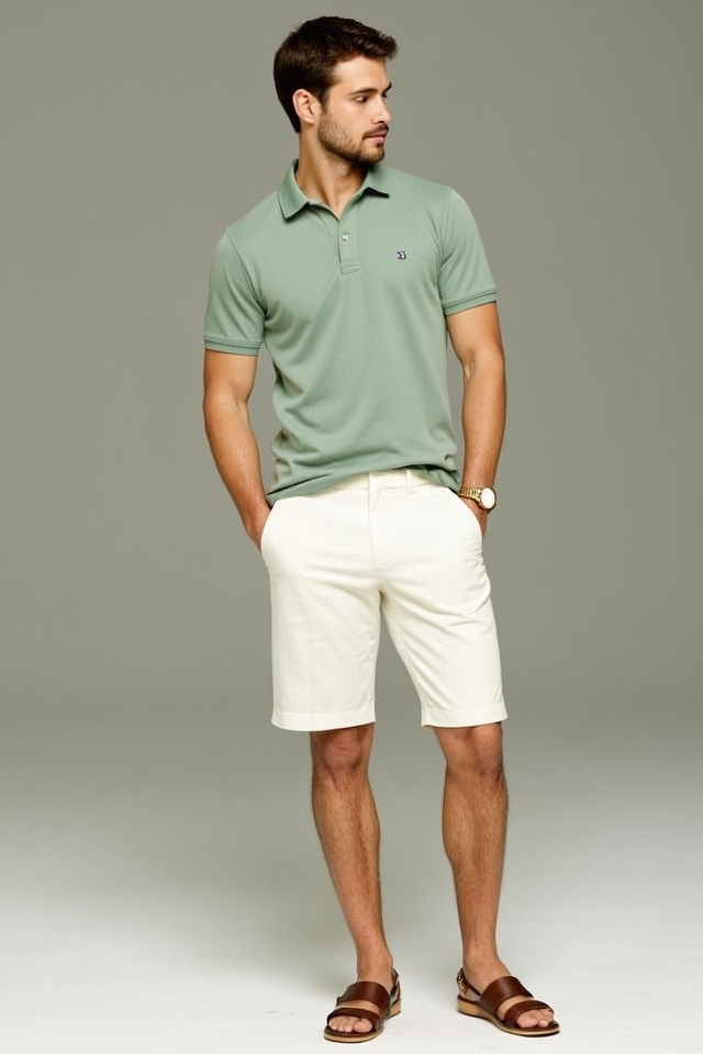 sage green polo shorts