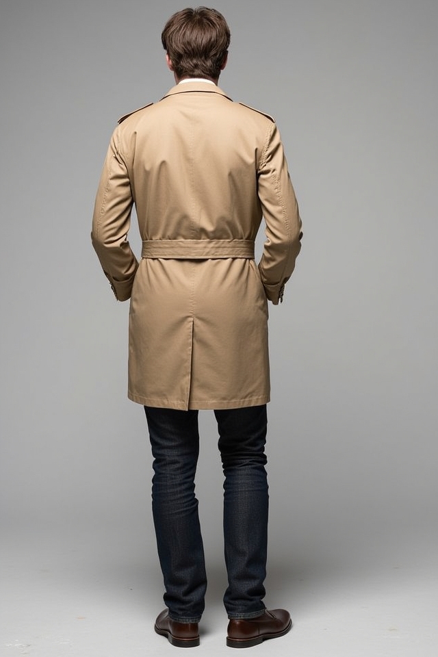 sandy beige trench ensemble