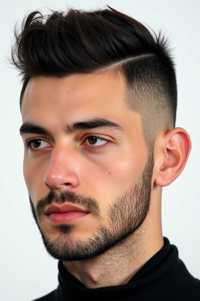 sharp angled comb over
