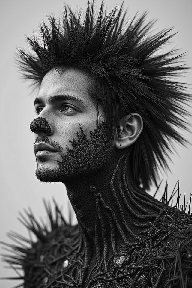 sharp spiky textured hair