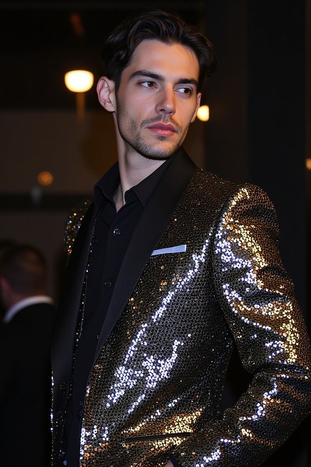 shimmering sequin statement jacket