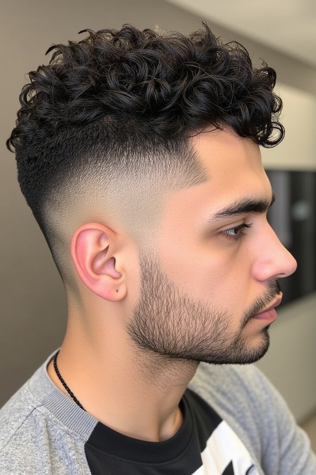 short faded curly top