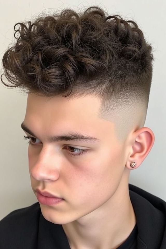short faded curly top