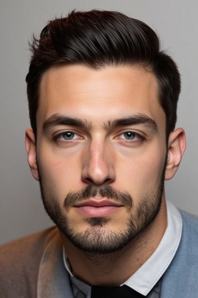short trimmed patchy sideburns