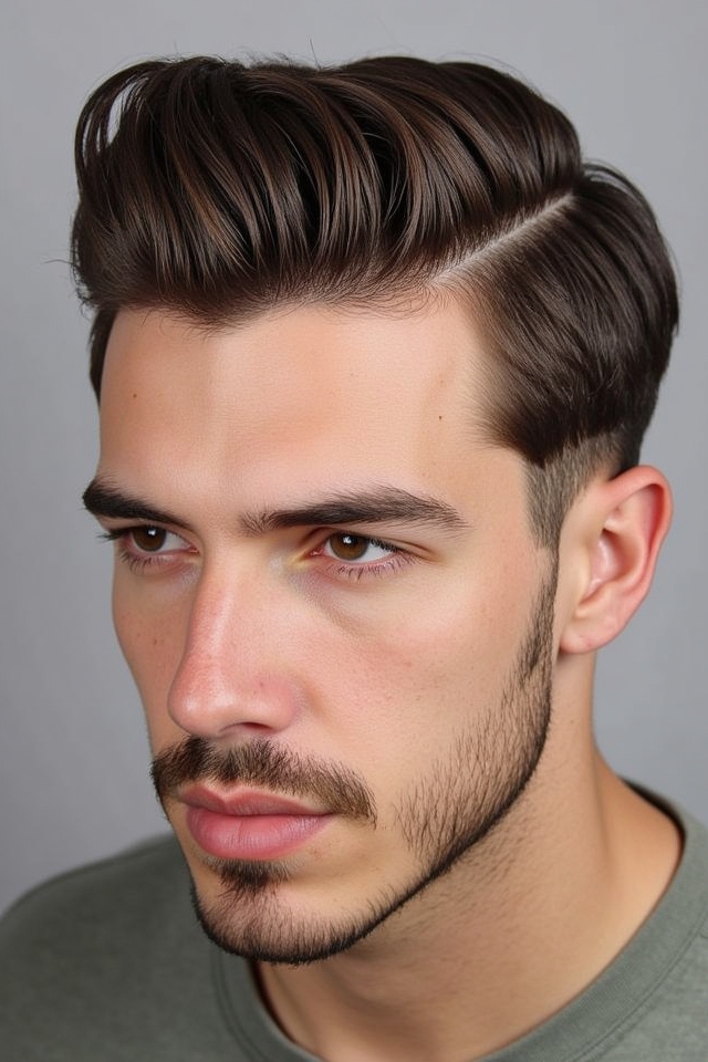 side parted short quiff