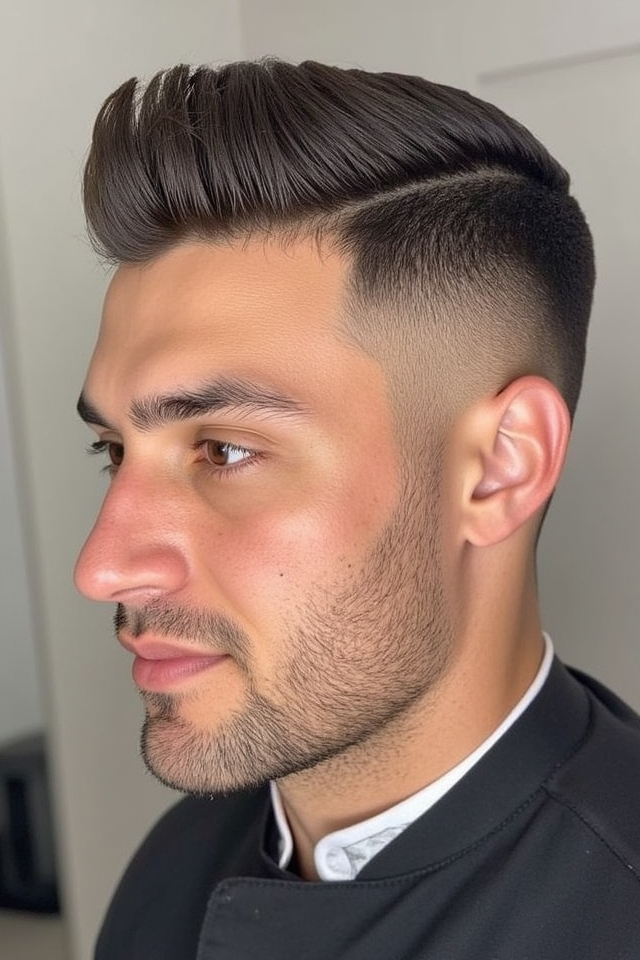 side swept sharp pompadour
