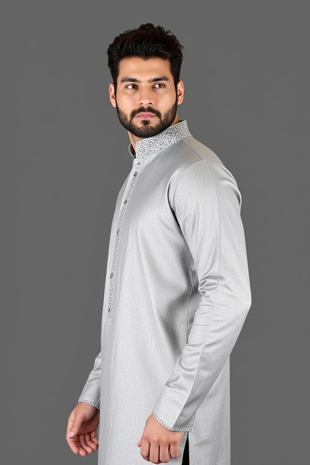 silver fusion wedding kurta