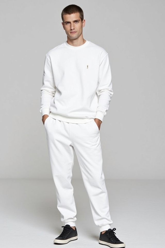 sleek all white jogger ensemble