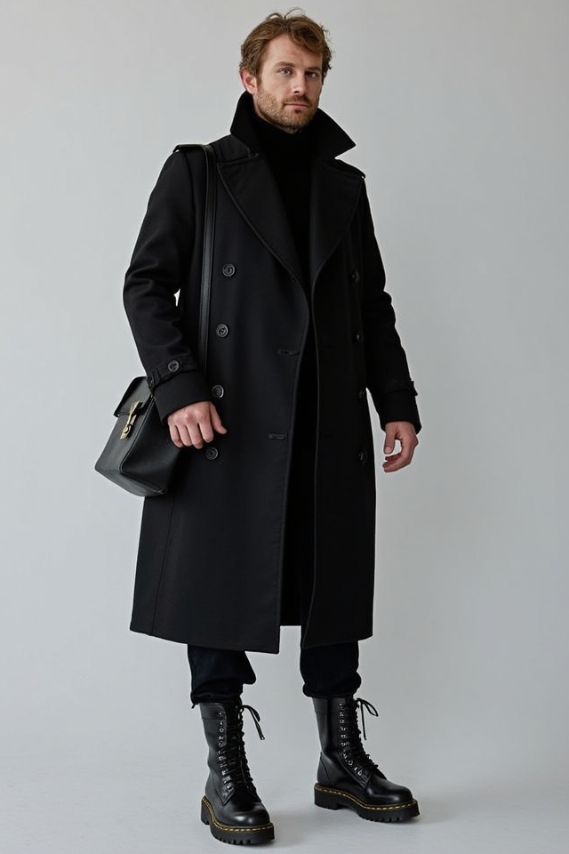 sleek black trench boots