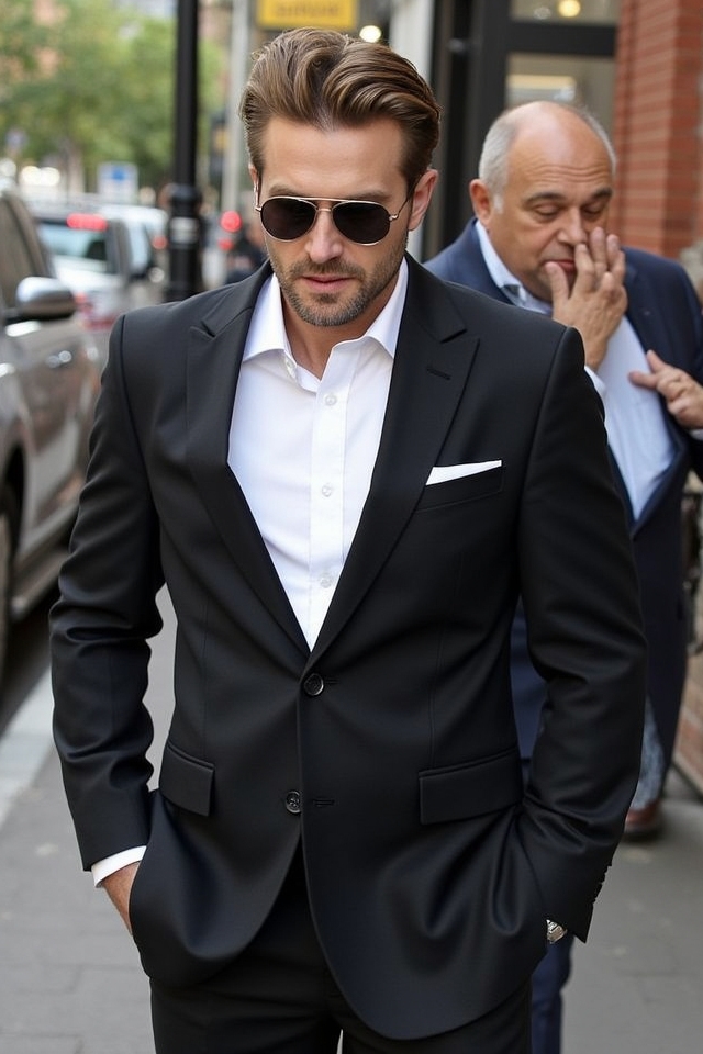 sleek brushed back formal