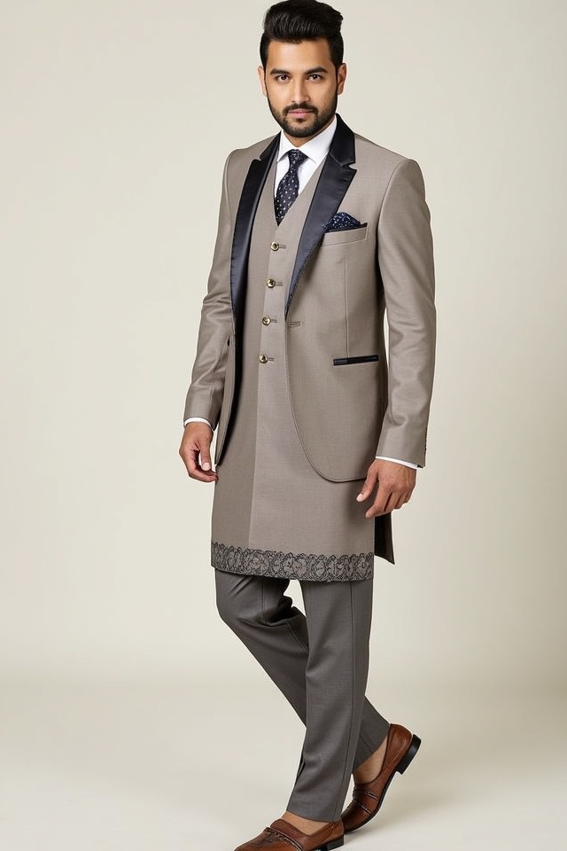 sleek contemporary pathani suit