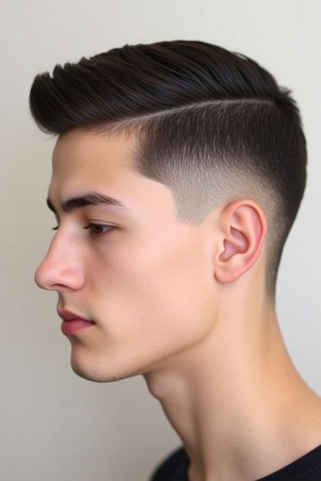 sleek deep side part